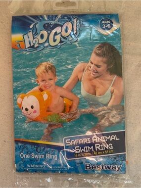 Bestway H2OGO! Safari Animal Kids Swim Ring Inflatable Pool Float NIB Monkey